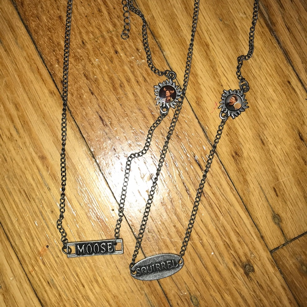 supernatural moose & squirrel necklaces
